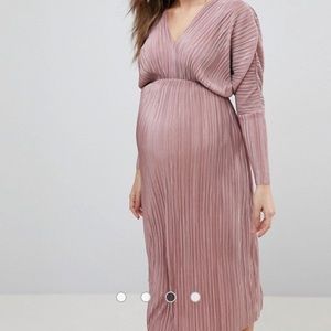 ASOS MATERNITY Batwing V-Neck Plisse Midi Dress